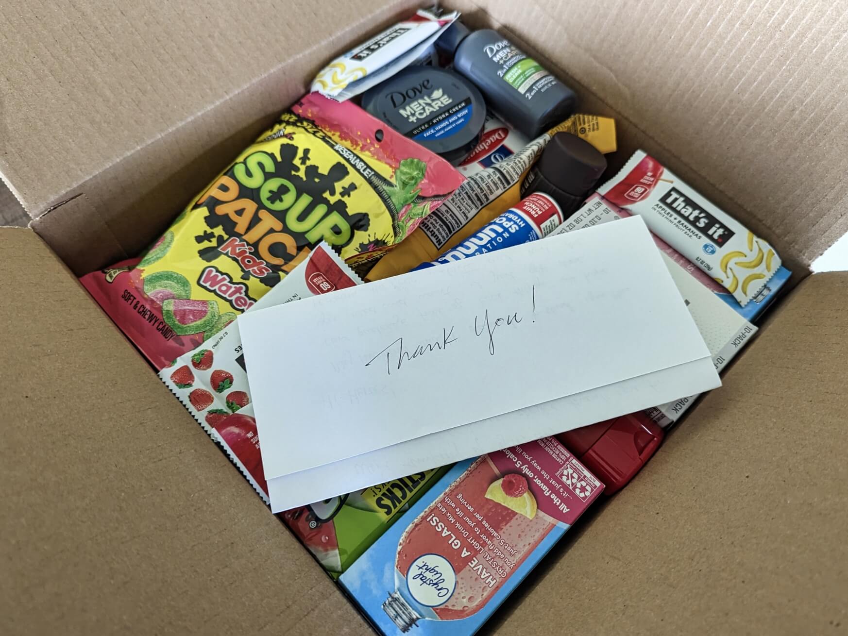 Box with thank you note